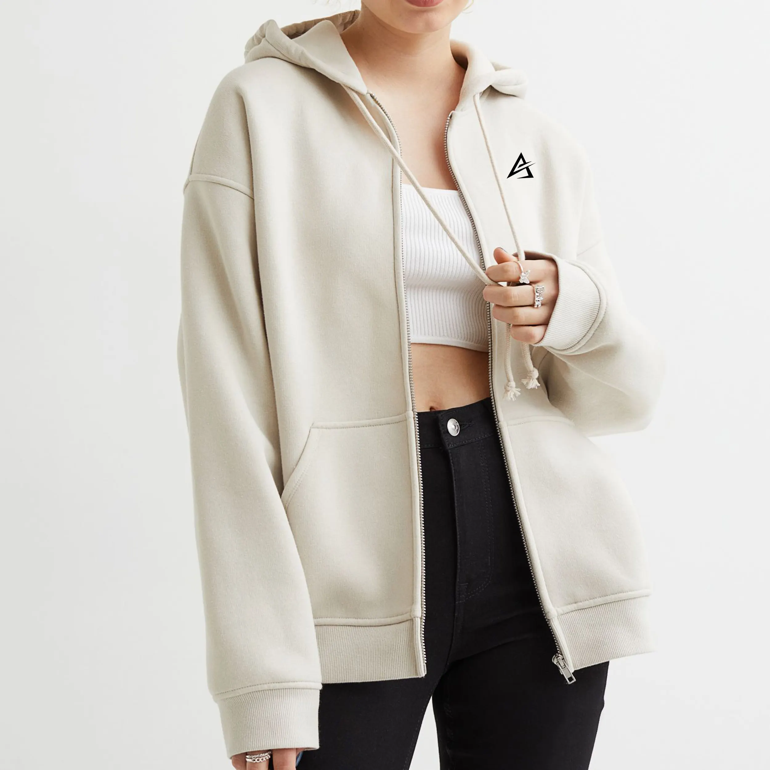 Neuankömmling Damen Blank Reiß verschluss Hoodies Top-Qualität Schwergewicht Plus Size Damen Pullover 100% Bio-Baumwolle Sweatshirt