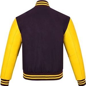 Chaqueta universitaria de bombardero Letterman de calidad superior Servicio OEM con capucha de invierno para hombre Tamaño XL Cuero de vaca genuino - Product Image 3