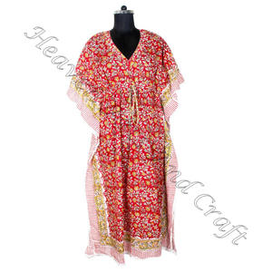 2025 Womens Cotton Long Caftan Hand Block Print Cotton Summer Wear Maxi Gown Nightwear <b>Kaftan</b> Wear Wholesale <b>Indian</b> <b>Kaftan</b> - Product Image 1