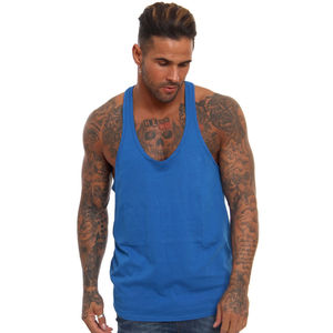 Débardeurs de sport surdimensionnés pour hommes en gros, imprimés sur mesure, col rond avec emmanchures tombantes, débardeurs en maille respirante, OEM bienvenus - Product Image 5