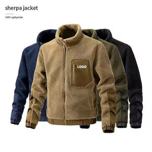 Veste en polaire sherpa enduite sur mesure, col montant, devant unisexe, couleur personnalisée, service OEM, respirante, écologique, veste d'hiver - Product Image 1