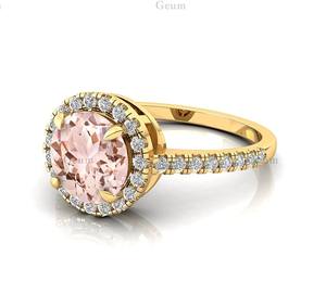 แหวนหมั้นมอร์แกไนต์สำหรับผู้หญิงทำจากทองคำบริสุทธิ์18K เหมาะสำหรับงานแต่งหรือวันครบรอบ - Product Image 3