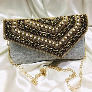 Sac de soirée de créateur de luxe pour femmes nouveau Style luxe véritable pochette sac à main indien mariée brodé pochette sacs à main - Product Image 5