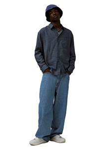 เสื้อเชิ้ตแขนยาวสำหรับผู้ชายทรงหลวมผ้าคอตตอนผสมวิสคอส - Product Image 4