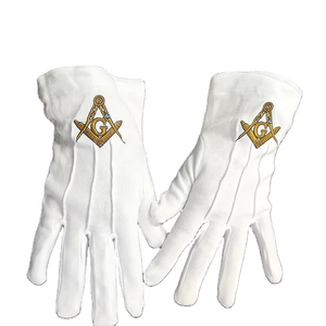 ถุงมือเครื่องราชกกุธภัณฑ์ผ้าฝ้ายสีขาวสำหรับใช้ในฤดูหนาวถุงมือยืดหยุ่นเย็บติดโลโก้ตามสั่ง100% - Product Image 1