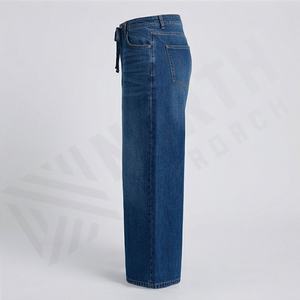 Pantalones Vaqueros de Pierna Ancha de Cintura Alta para Mujer, Holgados, Color Personalizado, con Bolsillos, Transpirables, Casuales de Verano para Dama - Product Image 3