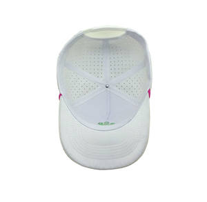 Casquette de baseball personnalisée en polyester blanc avec ligne rose découpée au laser et ventilation – Fabricant professionnel de haute qualité, faible MOQ - Product Image 4