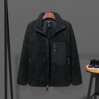 Nouveau Blouson Bomber Zippé Noir Personnalisable pour Hommes, Veste Polaire d'Hiver Chaude pour Randonnée et Trekking