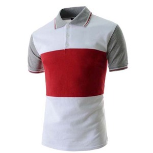 เสื้อผ้าบล็อกสีสำหรับผู้ชาย เสื้อเชิ้ตผ้าฝ้ายถัก 100% แห้งเร็ว ระบายอากาศดี ผ้าสำหรับฤดูร้อน ปกเสื้อแบบพับได้ ลดราคา - Product Image 1