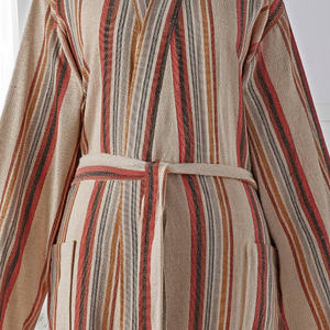 Peignoir en coton tissé 100 % pour femmes et hommes, été/printemps, respirant, séchage rapide, col en V, cordon de serrage, longueur intégrale, fabriqué en Turquie - Product Image 3