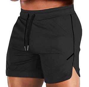 Shorts de sport en coton mélangé lavé uni, confortables, taille élastique, unisexe, pour entraînement de performance extensible, couture - Product Image 1