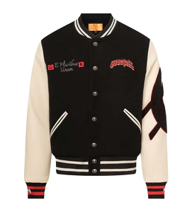 Venta al por mayor de moda personalizada de los hombres Hip Hop Varsity chaqueta Graffiti bordado tejido solo paquete patrón carta hombres chaqueta - Product Image 3