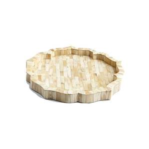 Bandeja de servicio decorativa Floral con incrustaciones de hueso de diseño de lujo para mesa de centro, bandeja de servicio de encimera del fabricante indio SCI - Product Image 1