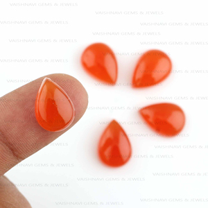 Alta calidad 10x14mm naranja Natural Fanta Calcedonia pera cabujón parte posterior plana calibrado cuarzo para la fabricación de joyas piedra suelta - Product Image 2