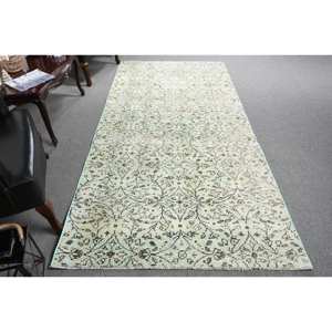 Alfombra de lana verde moderna de 4,4X9 pies, sala de estar grande para alfombra turca, respaldo de látex, alfombra rectangular de retazos, técnicas 3D para habitación - Product Image 1