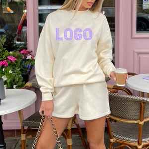 Sudadera de Lana Suave y Gran Tamaño para Mujer, Conjunto de Pantalones Cortos a Juego, Ropa Cálida de Dos Piezas, Traje Diario Activo, Informal - Product Image 5