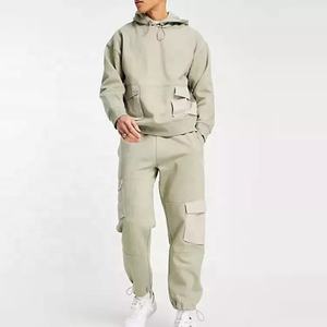 Tenue de survêtement 2 pièces pour homme, ensemble de jogging, fitness, marque privée, jogging, coton, polaire, survêtement cargo - Product Image 1