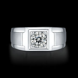 0.50Ct ฮิปฮอป VVS Moissanite แหวนครบรอบ925ปีทำจากทองคำขาวประดับเพชรสีเงินสเตอร์ลิงสำหรับผู้ชาย - Product Image 3