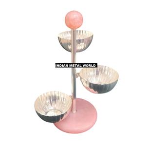 Bol de service de table moderne plaqué argent Support de bol de chocolat de qualité de luxe pour mariages Fruits secs Dates écologiques - Product Image 1