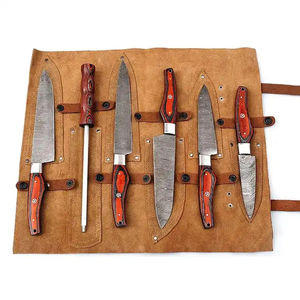 Juego de Cuchillos Profesionales Burraq de 5 Piezas, Hechos a Mano con Acero de Damasco y Acero al Carbono, Mango de Madera, Ambidiestros, Aptos para Lavavajillas - Product Image 5