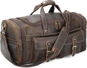 Sac de sport en cuir véritable fabriqué à la main bagage de voyage pour hommes sac de sport de nuit pour week-end fournisseur en gros - Product Image 3