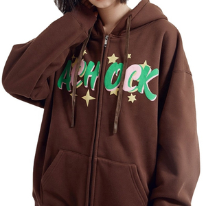 Sudadera con capucha de algodón y poliéster grueso con logotipo personalizado 3D para hombre bordado liso teñido de gran tamaño para hombre y mujer - Product Image 4