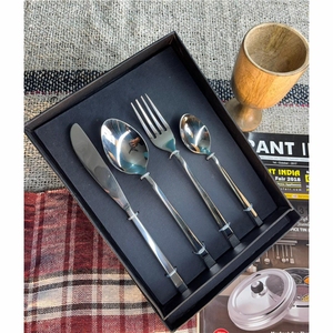 Juego de cubiertos chapados en oro de acero inoxidable 18/10 de alta resistencia, estilo coreano, mango largo, postre, cuchara de té, juego de cubiertos de Metal - Product Image 5