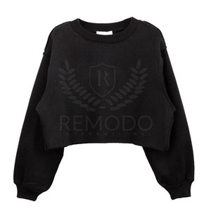 Sudaderas de algodón El mejor material Crop Top Sudaderas Secado rápido Top corto de color personalizado Sudaderas Slim Fit - Product Image 4