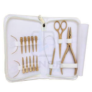 Alicates de extensión de cabello, herramientas y accesorios de Color, Kit de Funda de cuero blanco, tamaños de Micro anillos, con cable de bucle - Product Image 1