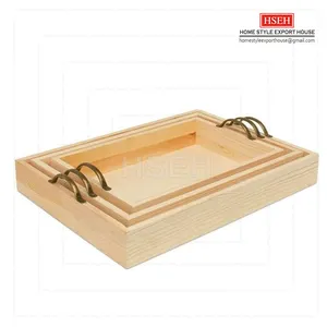 Wholesale Handmade Serving Tray Christmas Decorative Wooden Serving Tray Custom Made Hot Selling Table Top Tray Home Decorative