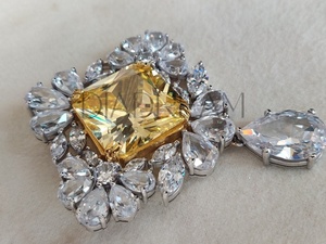 Broche fine personnalisable en argent sterling 925 taille coussin Moissanite poire marquise diamant rond pour les fêtes de mariage ou les cadeaux - Product Image 4