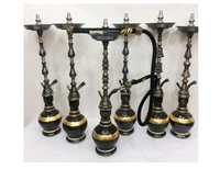 Mini-narguilés de luxe en laiton laqué, traditionnels égyptiens, en laiton massif, gravure profonde, 4 narguilés par carton extérieur, verre