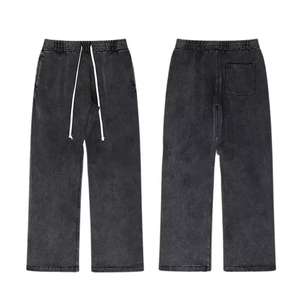 <b>Men's</b> Sun Faded Paneled Flared Sweatpants Breathable <b>Red</b> Acid Wash Stacked <b>Trousers</b> Thick Fleece Streetwear Cotton <b>Trouser</b> Sale - Product Image 4