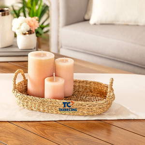 Elégant PLATEAU DE SEAGRASS fait à la main de forme ronde parfait pour servir des boissons ou comme rangement décoratif pour la maison du Vietnam - Product Image 1