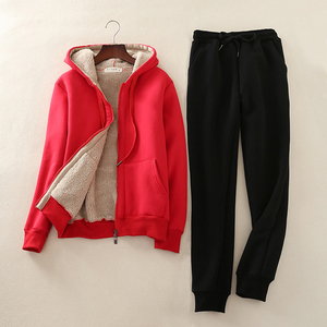 Chándal de manga larga con capucha para mujer, traje cálido de invierno, chándal de 2 piezas, sudaderas deportivas - Product Image 6