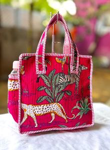 Grand sac à bandoulière imprimé fleurs Mode Motif personnalisé Toile Sac de shopping Fait à la main Coton matelassé Style bohème Sac fourre-tout pour femmes - Product Image 3