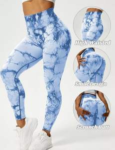 Mid Push Booty Butt Lifting <b>Sexy</b> Breathable Anti-Bacterial Snagging Resistance Tie Dye Seamless Workout <b>Tight</b> Scrunch Women - Product Image 3