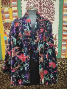 Bata de terciopelo corta con estampado de pájaros, chaqueta Bohemia, bata de estilo Kimono japonés, abrigo suave y cómodo, bata de terciopelo de algodón - Product Image 6