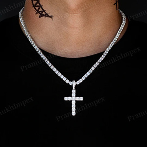 Pendentif unisexe en argent sterling avec moissanite VVS, croix hip-hop ronde, bijoux minimalistes, plaqué or, fête, PramukhImpex - Product Image 4