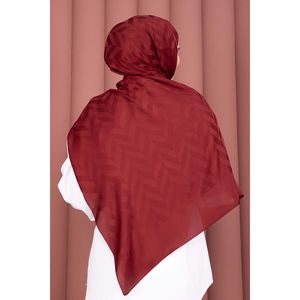Série de châles jacquard bordeaux à motif en zigzag, ensemble élégant de foulard, de gants et de chapeau - Product Image 3