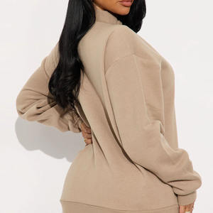 Sweat-shirt à col montant pour femmes Sweat-shirt classique uni pour femmes à manches longues avec col montant Logo personnalisé Tissu respirant et réglable - Product Image 4