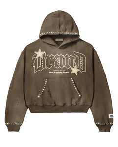 เสื้อฮู้ดแขนยาวพิมพ์ลายเทอร์รี่ฝรั่งเศสหรูหราสำหรับผู้ชาย: เสื้อครอปแขนยาวพิมพ์ลายกรดติดไรน์สโตน - Product Image 5