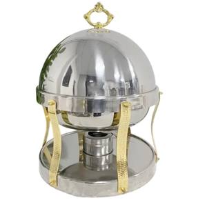 Calentador de Comida Tipo Buffet Redondo de Acero Inoxidable Chapado en Oro de Calidad Superior para Eventos de Catering en Hoteles y Restaurantes en Oferta - Product Image 4