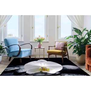 Tapis imprimé : Design moderne Orchid Spa Stones pour salon, avec tapis à poils doux - Product Image 1