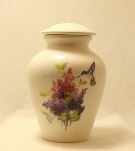 Vente en gros de grande urne funéraire en aluminium personnalisée de 6 pouces, métal et laiton de meilleure qualité pour adulte, fournitures funéraires blanches commémoratives - Product Image 1