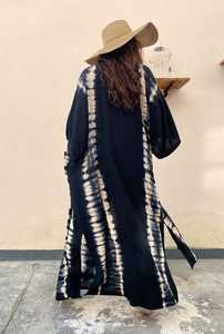 Robe Kimono Tie Dye attrayante pour femmes Casual Long Floor-Length Cover-Up avec deux pièces à manches longues tissé pyjama écologique - Product Image 3