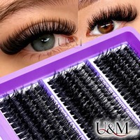 Kit d'extensions de cils DIY transfrontalier 60D 80D 100D, faux cils en grappe naturels, volumineux et bouclés