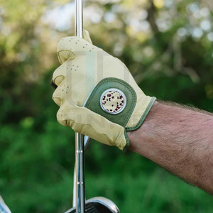 Gants de golf moutarde avec combinaison vert olive Cabretta cuir 3D Sublimation hommes main gauche cuir souple paume Cabretta - Product Image 5