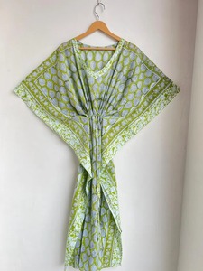 ชุดคลุมชายหาดผ้าคอตตอนพิมพ์ลาย Kaftan ใส่สบายน้ำหนักเบาผ้านุ่มพิมพ์ลายสไตล์อินเดียแบบคอฟตัน - Product Image 6