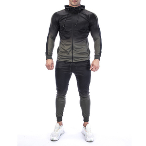 The New High Quality Jogging Tracksuits Zipper Gradient Colour Design Mens Custom polyester <b>Crewneck</b> Sweatshirts - Product Image 6